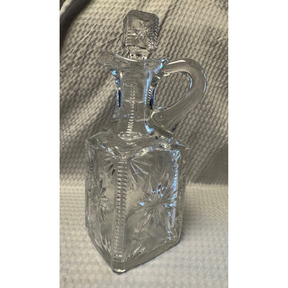 Antique Flint Glass Company EAPG Planet Decanter 1899 Square Starburst Stopper